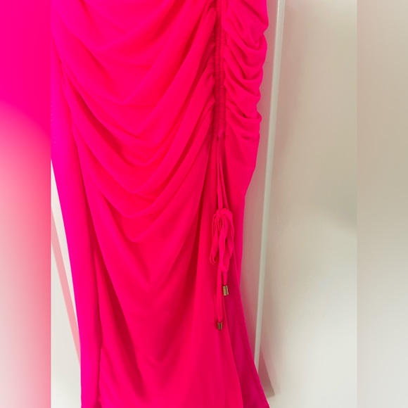 Elle Mesh Midi Dress - Neon Pink - Picture 5 of 6